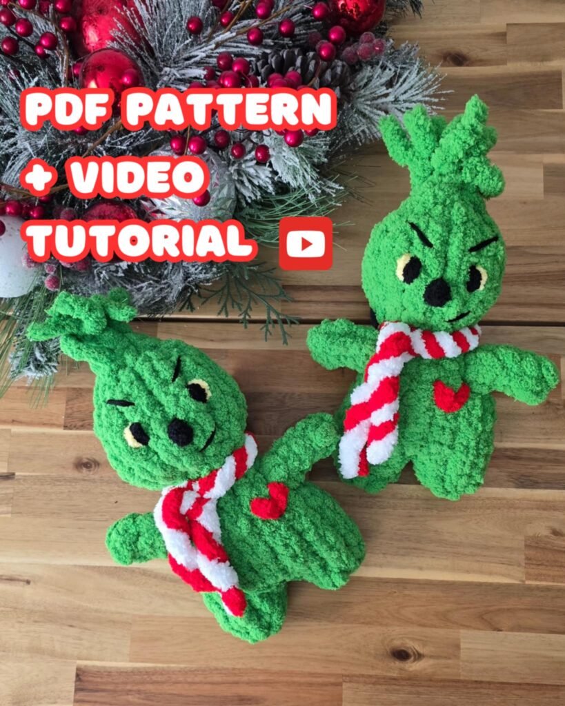 Handknit Baby Green Villain Plushie Pattern with Video Tutorial