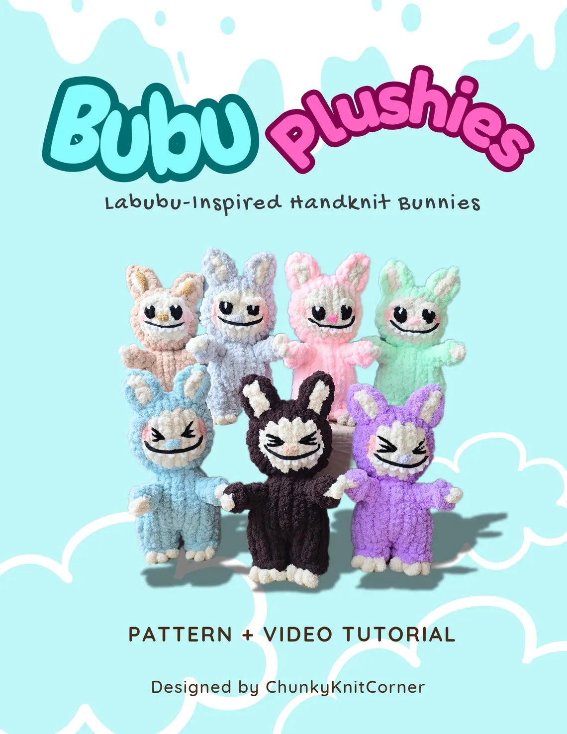 Handknit Bubu Plushies Pattern with Video Tutorial -inspired