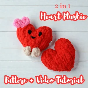 Handknit Heart Plushie Pattern with Video Tutorial | Heart Pillow Plush Friend