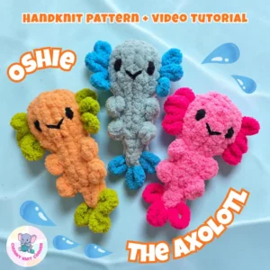 Handknit Axolotl Plushie Pattern with Video Tutorial